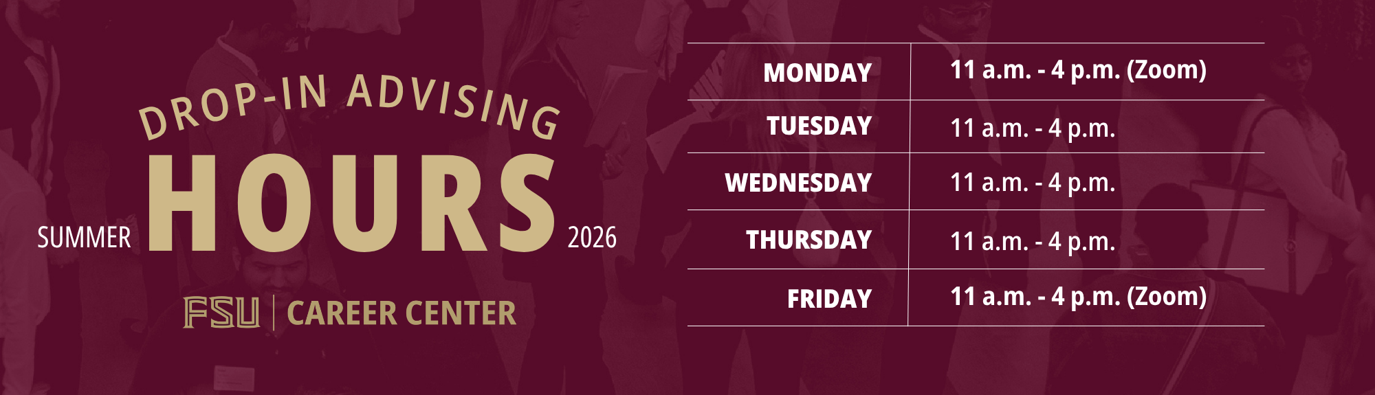Summer 2026 Drop In Advising Hours